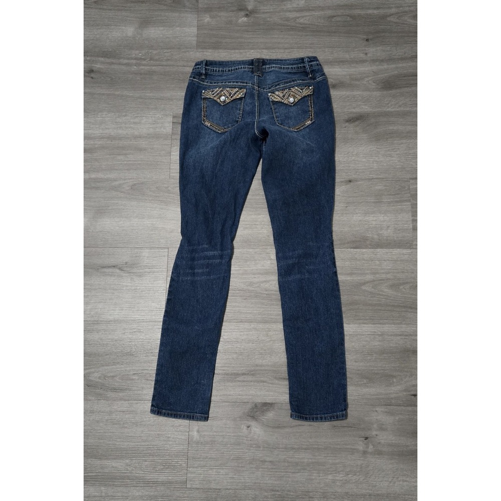 Lei TAYLOR Skinny Jeans Junior Size 3 Low Rise Pocket Details Thick Stitch Stud